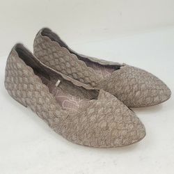 Skechers Women's Cleo Honeycomb Taupe Woven Ballet Flats 44882 Size 9