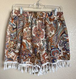 Paisley fringe shorts
