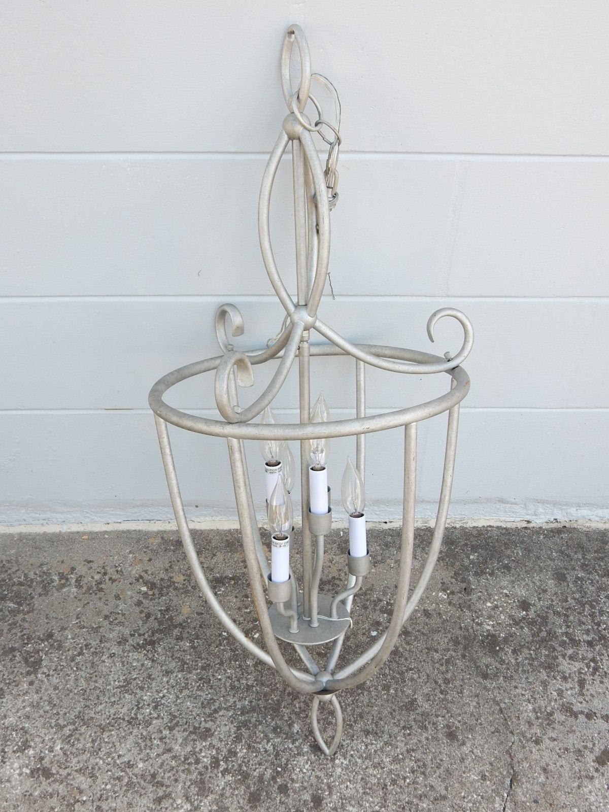 Silver Chandelier 37" Tall x 15" Diameter 6 Candle Style Lights