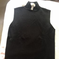 Talbots Black Merino Wool Sleeveless Sweater 