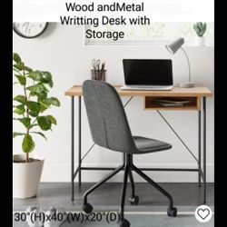 Brand New Wood And Metal Writting Desk With Storage 
