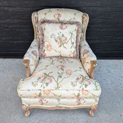 Vintage French Bergere Style Chair in Floral Print Upholstery