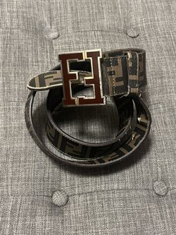 Fendi college belt buckle And Logo Print Belt