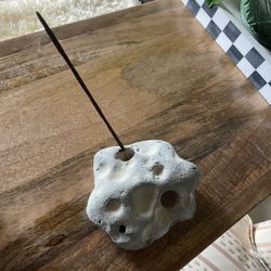 California Big Sur Wish Stone Ocean Tumbled Lucky 4.5” Beach Wishing Rock Accent round  Can use as an incense holder with the two holes or candle hold