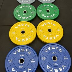 Vesta Color Bumper Plates | 230lbs set | Fitness | Gym | Weights | 2inch holes | New in boxes | 