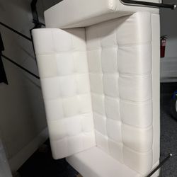 White Leather Two Seater Sofa