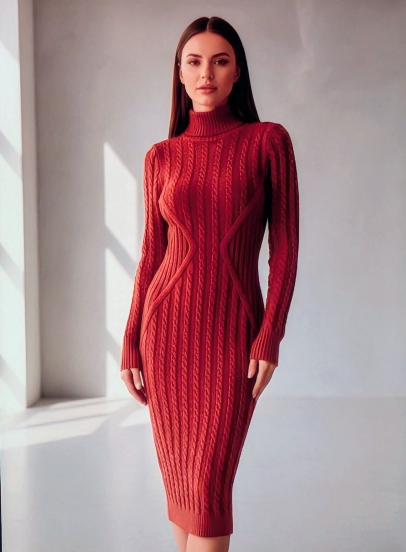 Put your Sexy On! Rust Cable Knit Miniskirt Dress