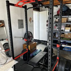 Home gym - Squat Rack+Lat Pull Down Bar+Weights+Floor Mat