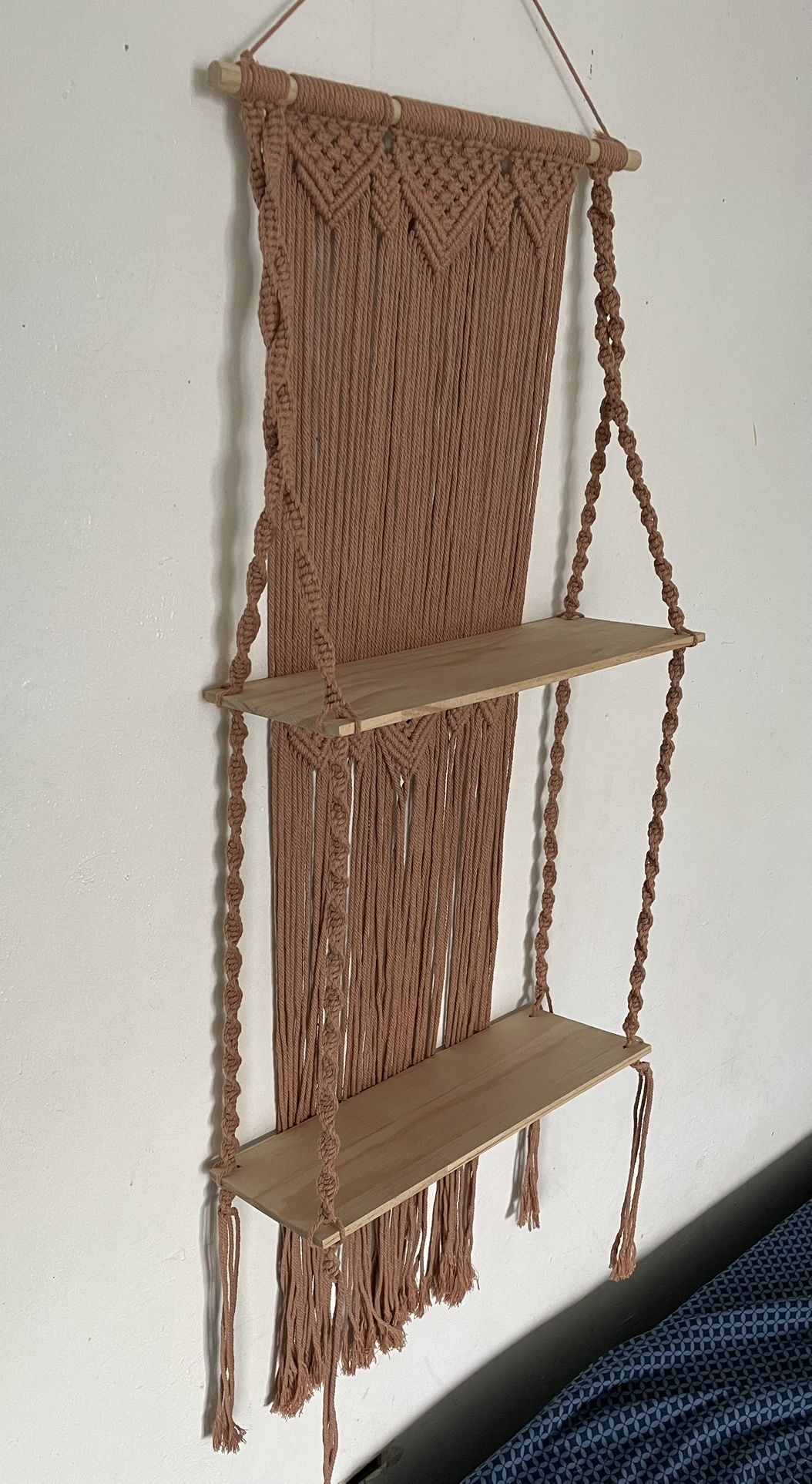 Vintage Hanging Rope Shelf 