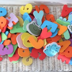 Soft Foam ABC's/ 123's Bathtub Toy Set -3 Sets Of Each Number and Letter Plus Animals - Alphabet, Mesh Drawstring Bag Holder, Etc.