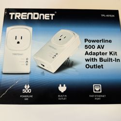 TRENDnet Powerline 500 AV Nano Adapter Kit with Built-In Outlet