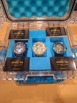Invicta 3-Watch Set with Case and Warranties