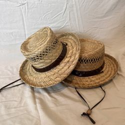 Youth Round Straw Pioneer Hat Set Of 2 Kids Sun Hat