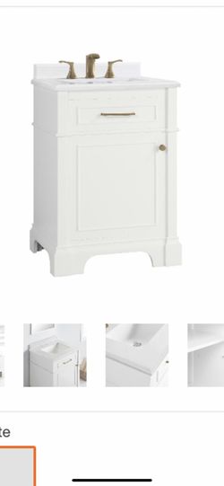 Home Decorators Collection Melpark 24 in. W x 20 in. D Bath Vanity in White with Cultured Marble Vanity Top in White with White Sink