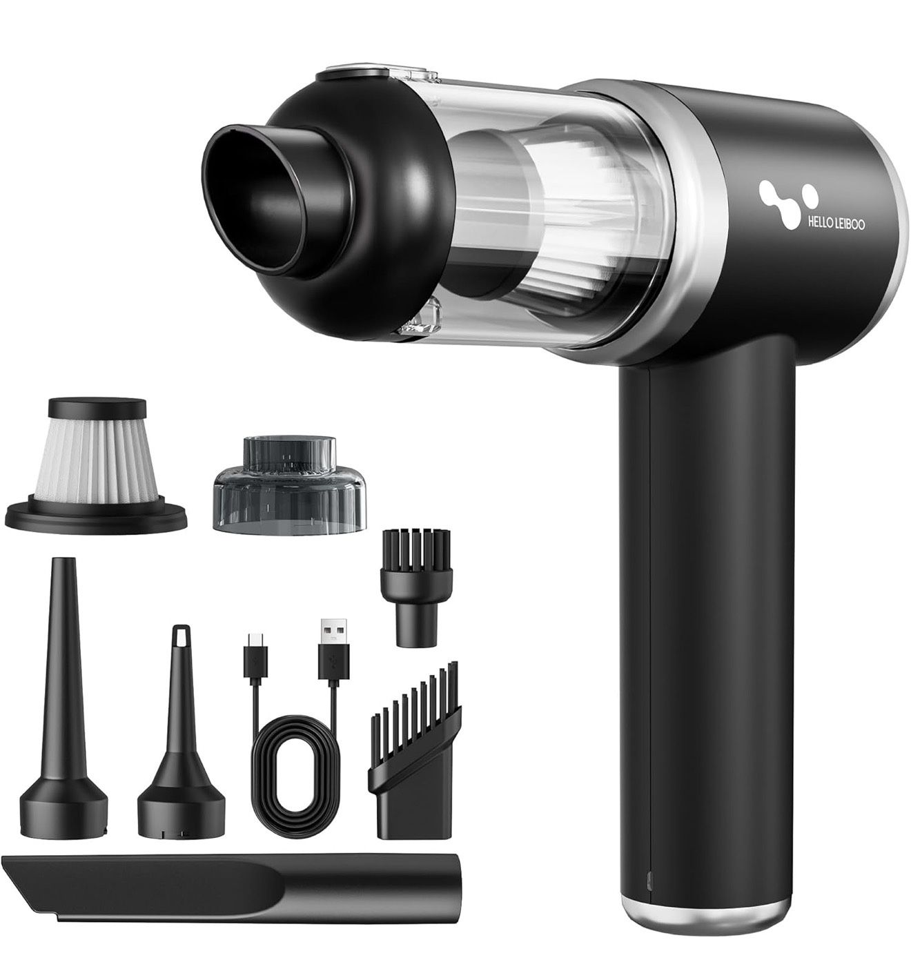 Handheld Car Vacuum Cleaner & Air Duster 16000PA Car Vacuum Portable Cordless 120W High Power 4-in-1 Mini Vacuum Cleaner Rechargeable Multi-Nozzles fo