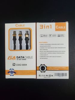 Data Cable 3 in 1  Charging Cable 6A