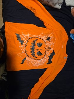 Kids Halloween Long Sleeve Orange Shirt