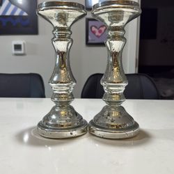 Silver rusty looking (not actually rusted) candle holders
