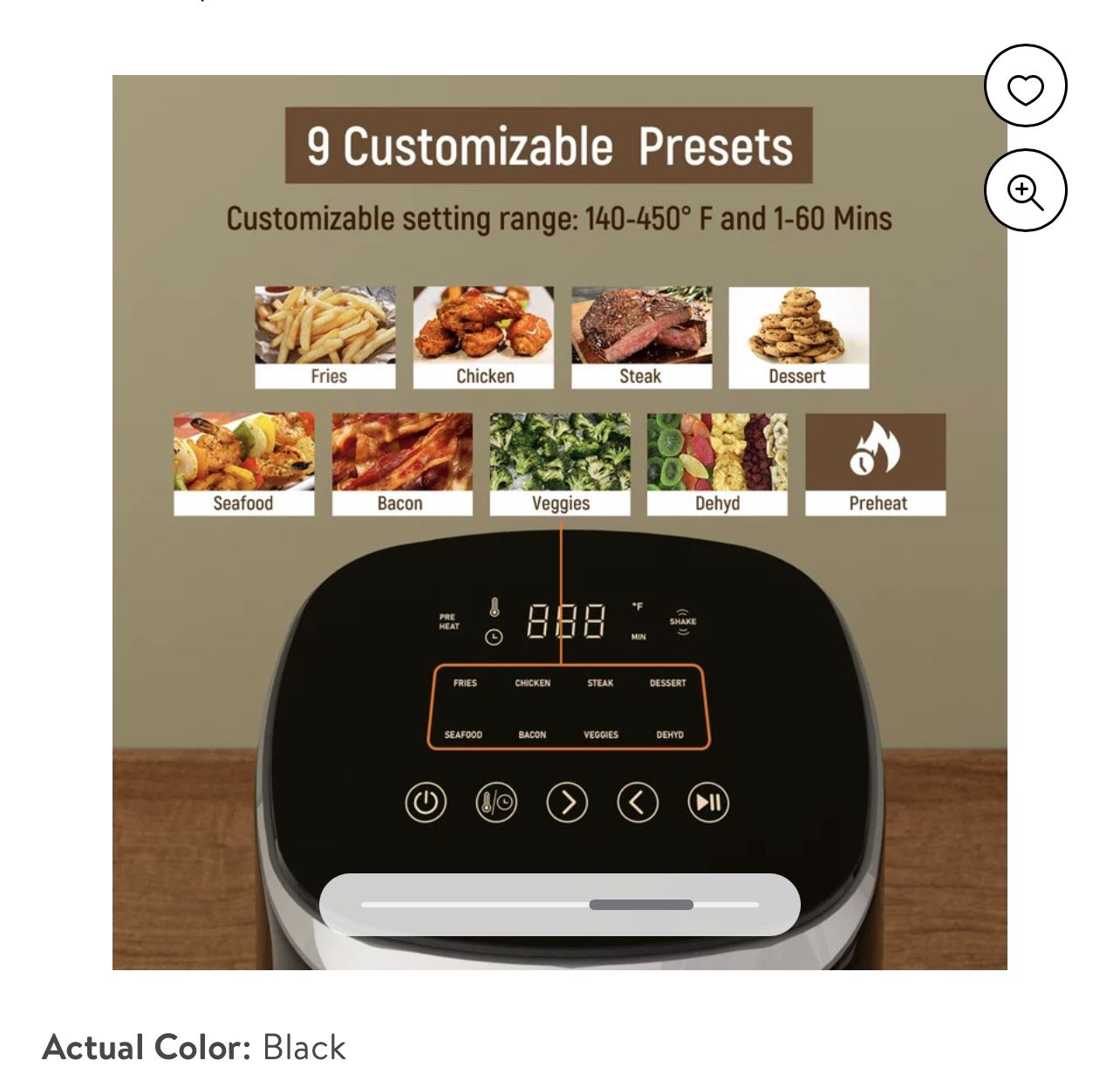 Air Fryer, Fabuletta 9 Cooking Functions Electric Air Fryers, Shake  Reminder, Powerful 1550W Electric Hot Air Fryer Oilless Cooker, Tempered  Glass Dis for Sale in Downey, CA - OfferUp