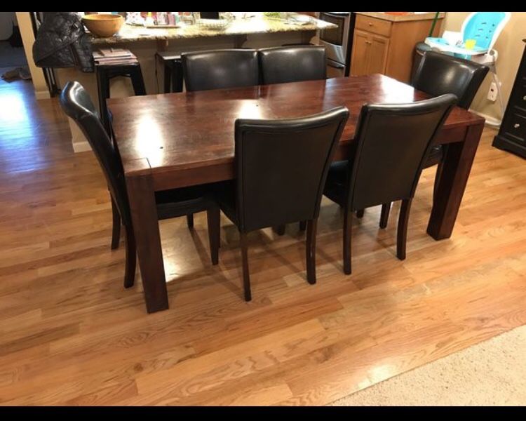 6 chairs & solid wood table