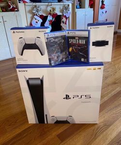 Brand New Playstation5 console bundle with 3  Disc versions  games, 2 controller bundle and more accessories