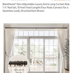 Luxury Extra Long Curtain Rod 15’ Long Customizable Length 