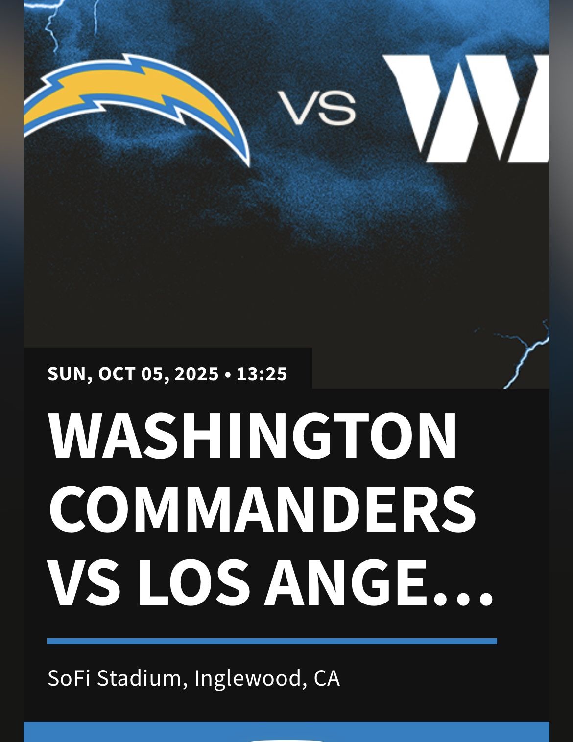 LA Chargers VS Washington Commanders