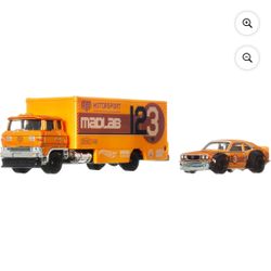 Hot Wheels Team Transport Toy Truck & Race Car, Mazda RX3 & Sakura Sprinter Collectible Set