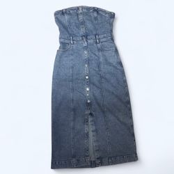 Blue denim midi dress #denimdress
