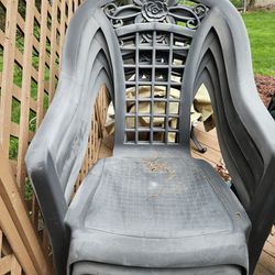 4 Gray Plastic Deck Chairs 