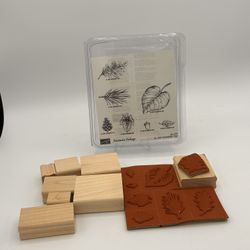 Stampin' Up Fantastic Foliage Leaf Branch Rubber Stamp Wood Mount 1997 Set of 8