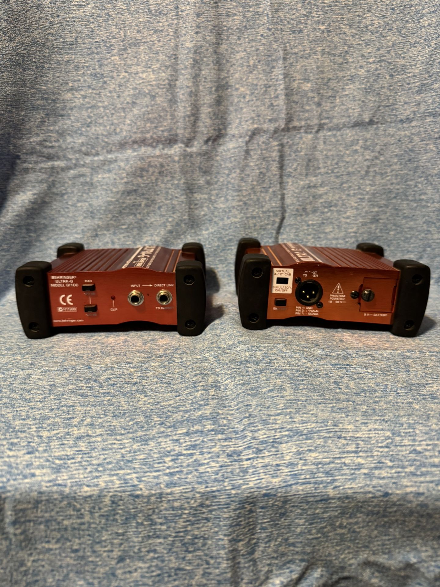 🎤 Behringer Ultra-G GI100 DI Box – $30 (or $55 for the pair) “Passive DI box with built-in cab sim, pad, and ground lift. Perfect for guitar, bass, k