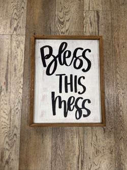 Bless This Mess Rustic Wood Wall Sign