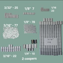 Mix Lot Aluminum Wire Rope Crimp Sleeves & Stops 1/16–1/4" New 362 Pcs Various