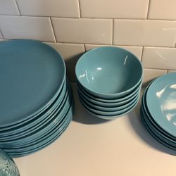 Dinner Set Free Bormioli Blue Glasses