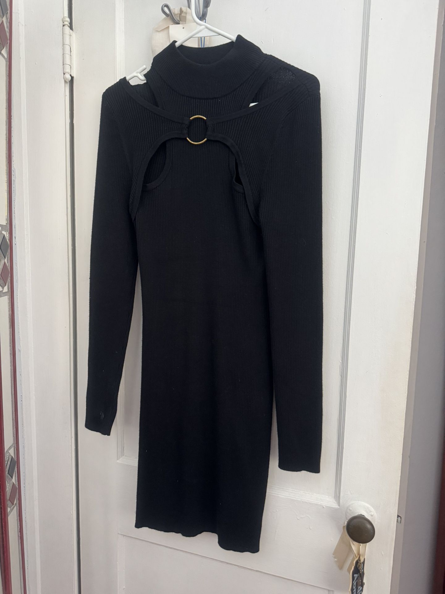 Derek Heart Ribbed Long Sleeve Knit Sweater Dress Black Women's Size XL