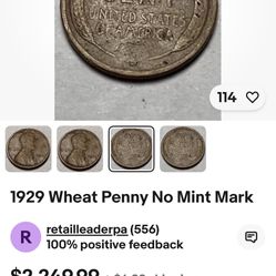 A 1929 Wheat Penny No Mint Mark