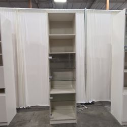 White Tall Bookcase with Glass Doors