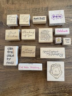 Sayings - Wood Mounted Rubber Stamps - Lot Of 15