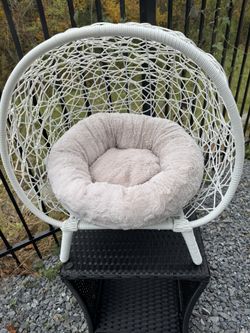 Modern Rattan Pet Bed with Plush Cushion