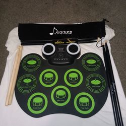 Portable 9 Pads Electric Drum Pad (Brand New Drumsticks Included)