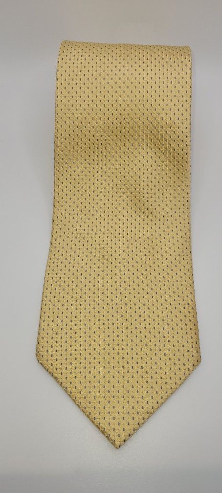 58x3.5 Perry Ellis Portfolio Necktie Gold Diamond Pattern Retro