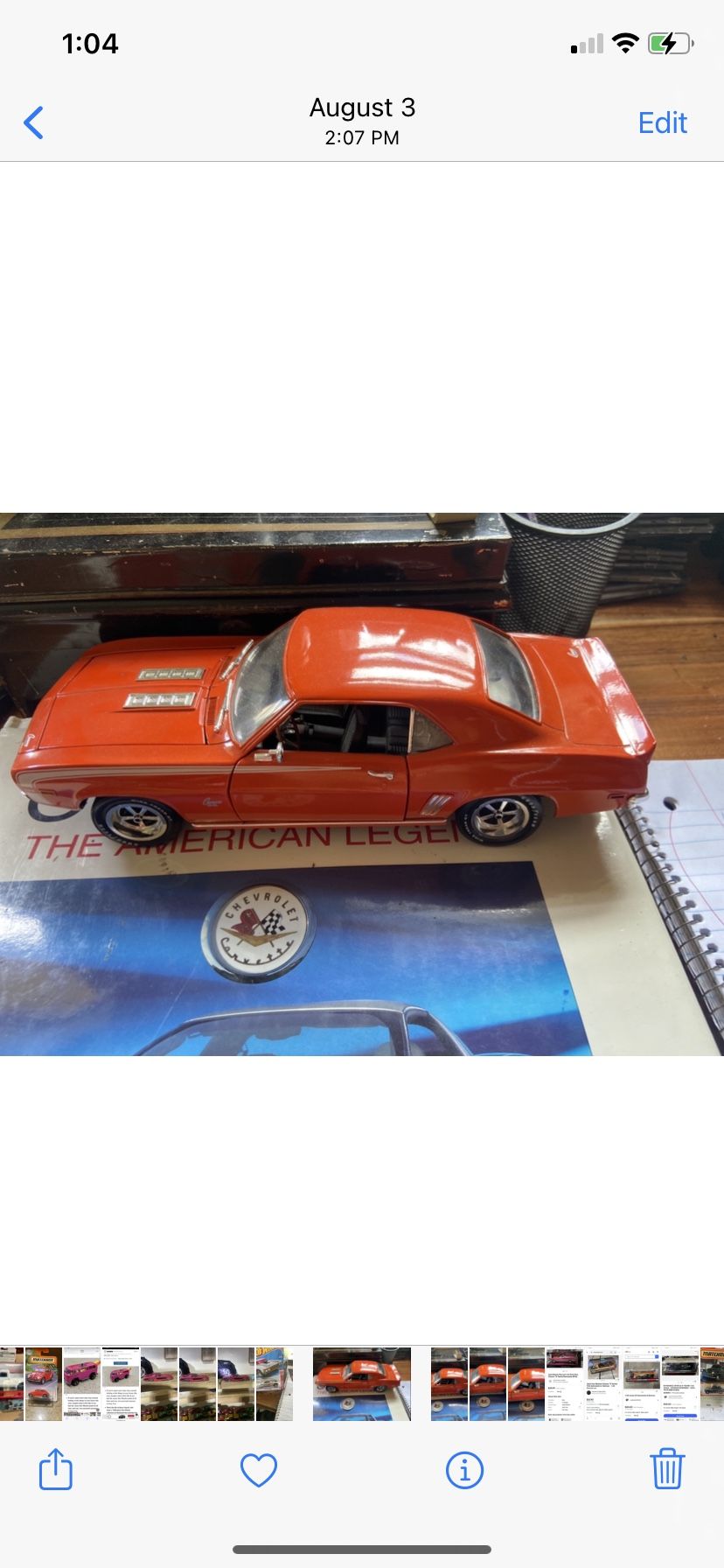 CHEVROLET CAMARO SS Die-cast Scale 1:18, ERTL, Displayed. No Box.