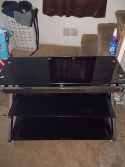 Black Glass TV Stand with Chrome Frame $60/obo