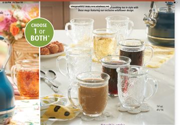 Wildflower glass coffee mugs x 4 for $65 or 8 x $120
