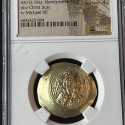 Byzantine Gold Histamenon Nomisma – Michael VII (AD 1071–1078)  Coin – NGC Choice AU