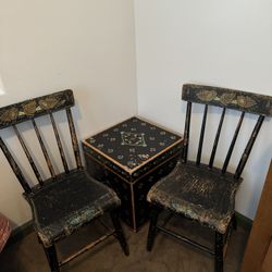 Antique Chairs And Box Table 