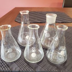 5 Small Erlenmeyer Flasks some Vintage