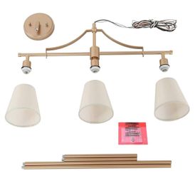 Gold Chandeliers for Dining Room, Modern 3 Light Linear Island Light Fixtures with Fabric Shades for Kitchen, Bedroom, Living Room