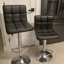 Black Adjustable Barstools Silver Base